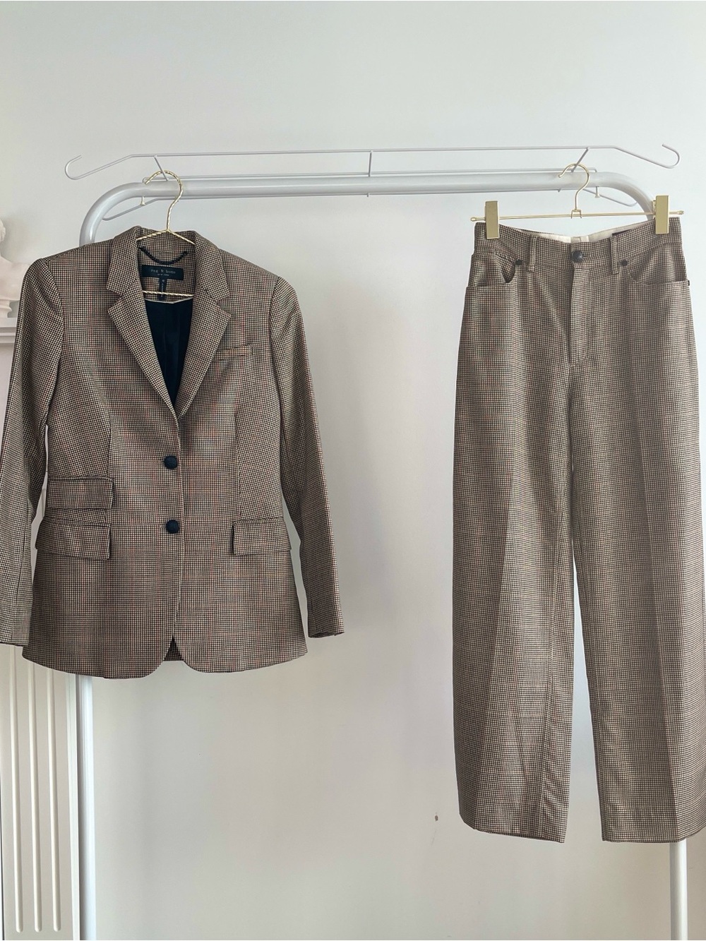 Rag & Bone 100% Wool Houndstooth Pantsuit